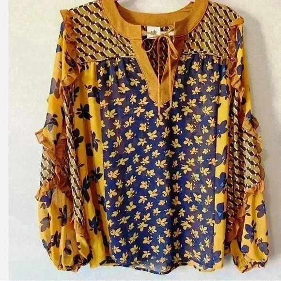 Cabi Golden Harmony Floral Top Blouse - Picture 5 of 9